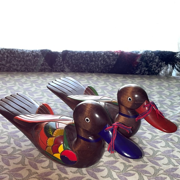 Korean Wedding Ducks - Wood, Hand Painted Pair - Picture 8 of 8